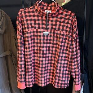 Adidas Raise Your Voice RYV houndstooth 1/4 zip pullover red black size medium